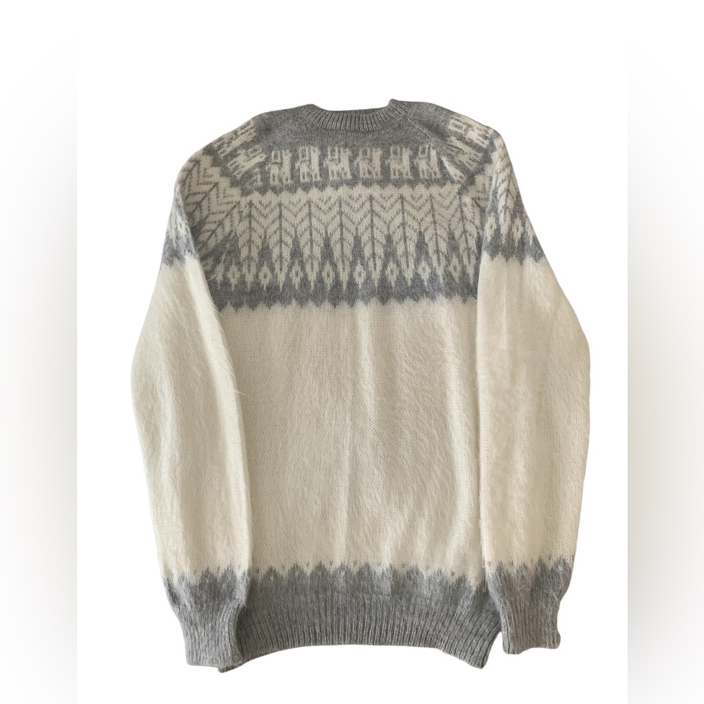 Women's Cream and Gray Alpaca Knit Sweater